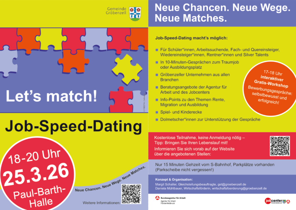 Bild zum Beitrag:Job-Speed-Dating am 25.3.26 in Gröbenzell